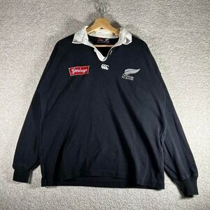 Canterbury New Zealand all blacks long sleeve rugby shirt jersey Size L